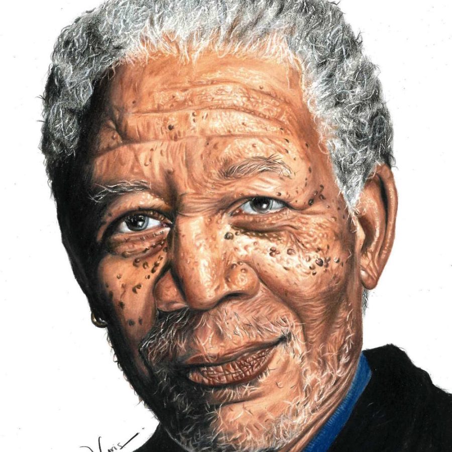 Morgan Freeman hand drawn portrait