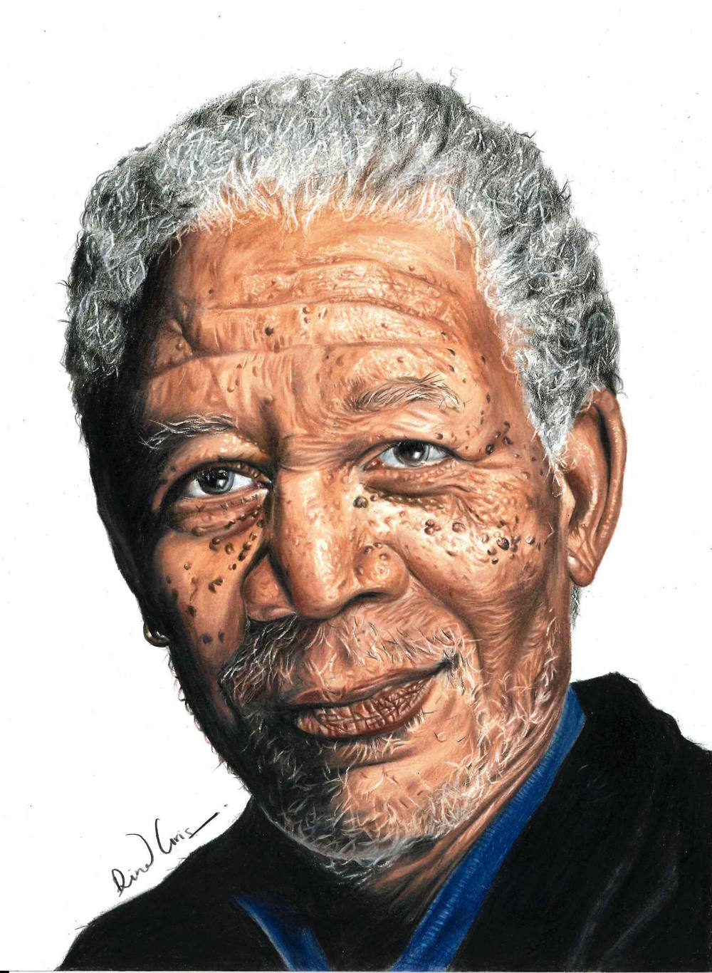 Morgan Freeman hand drawn portrait